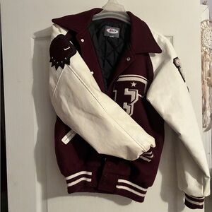 Varsity Jacket - Maroon and White Burgundy Letterman